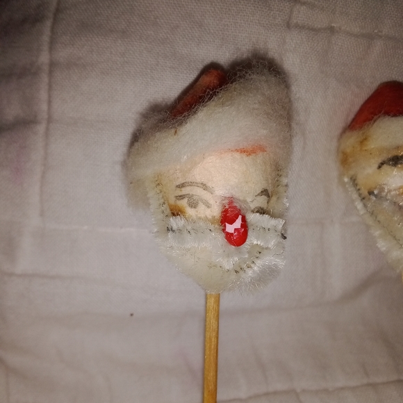 Mid Century Modern Christmas Cotton Spun Santa Snowman Cake Cupcake Topper Lot - Picture 2 of 9